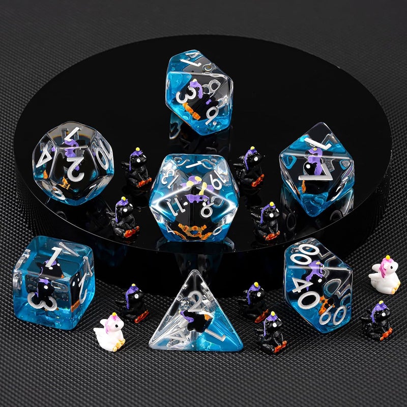 weyano Resin D&D Dice Set, Black Unicorn DND Animal Polyhedral Dice for Dungeons and Dragons, RPG, MTG DND 7-DIE (D4, D6, D8, D10, D12, D20, D%) for Ages 15 and Up - Image 5